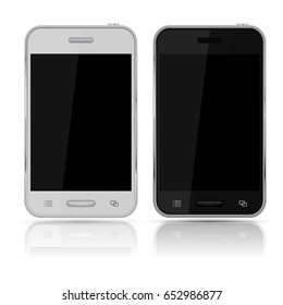 Smartphone mock up. Vector 3d illustration on white background