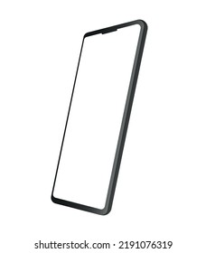 Smartphone mock up with white screen. Mobile phone isolated on white background. Vector illustration view of the phone in rotation