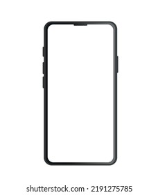 Smartphone mock up with white screen. Mobile phone isolated on white background. Vector illustration view of the phone