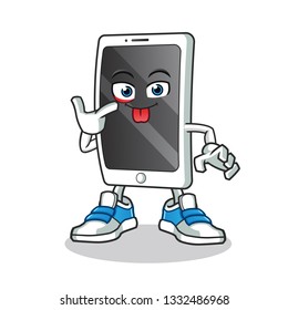 smartphone mocking mascot vector cartoon illustration