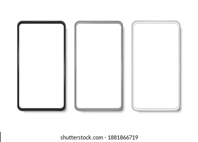 Smartphone mockup 3 color with blank screen, Mobile phone for web, inforgraphics or presentation