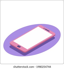 Smartphone mockup. 3d isometric illustration cell phone. Vector. 
