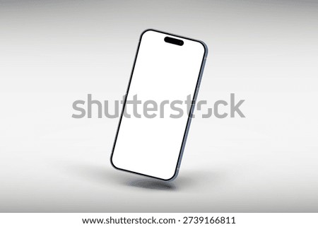 Smartphone mockup, 3d mobile phone mockup with shadow floating on white background