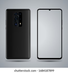 Smartphone mockup 5 camera object isolated for technology easy place demo into screen and element on advertising  online marketing.