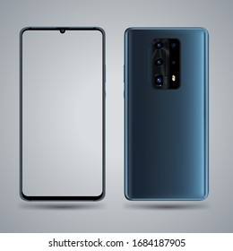 Smartphone mockup 5 camera object isolated for technology easy place demo into screen and element on advertising  online marketing.