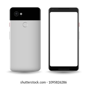 Smartphone mockup back and front. Vector illustration for easy place demo on screen.