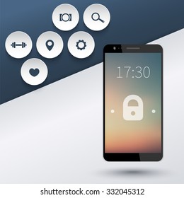 smartphone mockup with big screen and thin frames, vector illustration