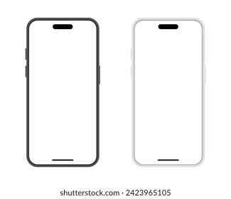 Smartphone mockup in black and silver color. Mobile phone. cellphone icon vector illustration