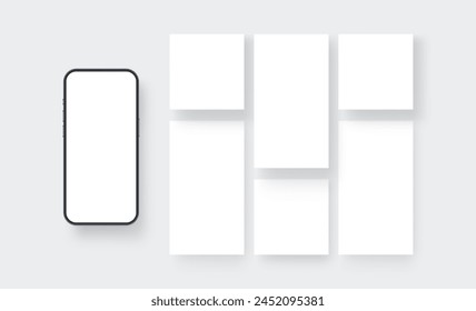 Smartphone Mockup With Blank Mobile Web Screens For Social Media Posts. Vector Illustration