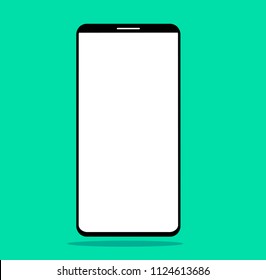 Smartphone mockup with blank screen. Black vector frameless smart phone, cellphone.