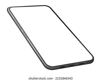 Smartphone mockup with blank screen. Black frame phone