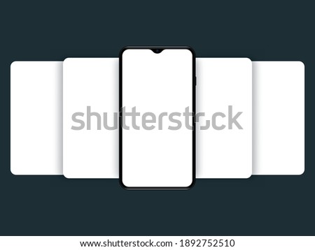 Smartphone mockup with blank screen. Carousel style phone screen. Empty display for presentation or infographic. Vector