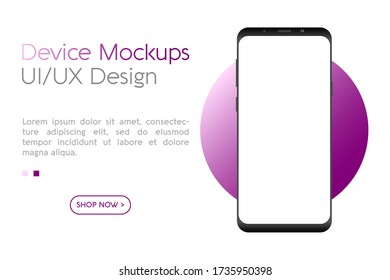 Smartphone mockup with blank screen. Frame less smartphone. Vector Illustration UI / UX design for your business