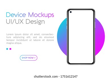 Smartphone mockup with blank screen. Frame less smartphone. Vector Illustration UI / UX design for your business