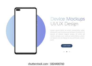 Smartphone mockup with blank screen. Frame less smartphone. Vector Illustration UI / UX design for your business