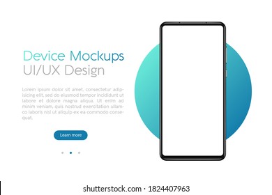 Smartphone mockup with blank screen. Frame less smartphone. Vector Illustration UI / UX design for your business