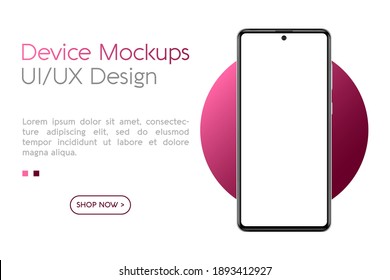 Smartphone mockup with blank screen. Frame less smartphone. Vector Illustration UI UX design for your business