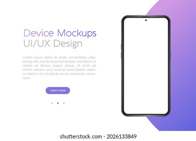 Smartphone mockup with blank screen. Frame less smartphone. Vector Illustration UI UX design for your business