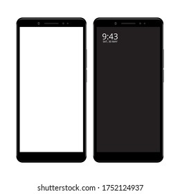 Parodia de Smartphone con pantalla en blanco aislada en fondo blanco