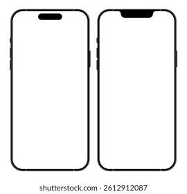 	
smartphone mockup with blank screen. Realistic smartphone mockup. Mobile phone vector on transparent background. phone mockups, black models smartphone template front view