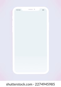 Smartphone mockup with blank screen, template for app development and UXUI design. Mobile phone with soft white color. Realistic smart phone with blank white screen isolated on soft pink background.