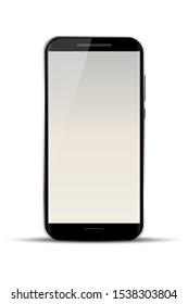 Smartphone mockup with blank screen. Vector template for modern mobile phone. Realistic cellphone isolated on white background.