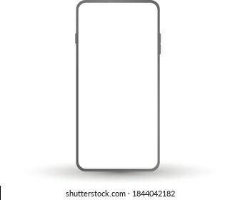 Smartphone mockup with blank screen. Vector frameless smart phone, cellphone isolated on white background.