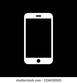 Smartphone mockup with blank screen. White vector frameless smart phone, cellphone isolated on black background