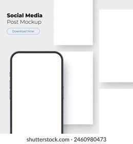 Smartphone Mockup, Blank Screens. Template For Social Media And App Design. Vector Illustration