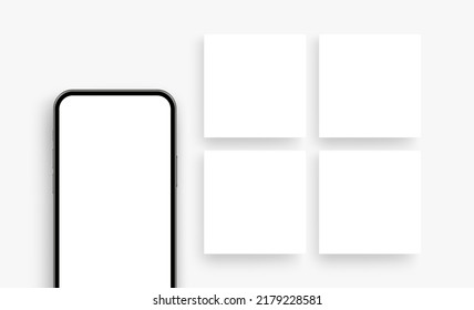 Smartphone Mockup with Blank Square Social Media Posts Template. Vector Illustration