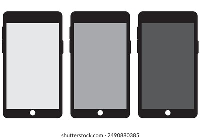 smartphone mockup with blank white screen in realistic, clay, flat vector, line style. mobile phone mockup front view. vector illustration
