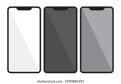 smartphone mockup with blank white screen in realistic, clay, flat vector, line style. mobile phone mockup front view. vector illustration