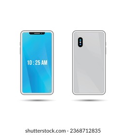 smartphone mockup blue screen. mobile phone vector Isolated on White Background.