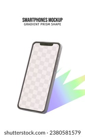 Smartphone mockup with bright gradient shape design vector
