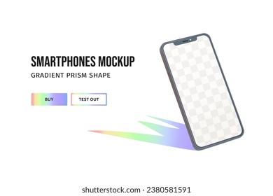 Smartphone mockup with bright gradient shape design vector