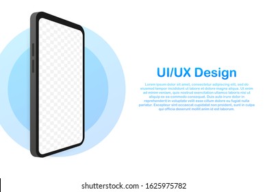 Smartphone mockup. Cellphone frame with blank display isolated templates. Vector stock illustration.