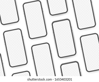 Smartphone mockup. Cellphone frame with blank display isolated templates. Vector stock illustration.