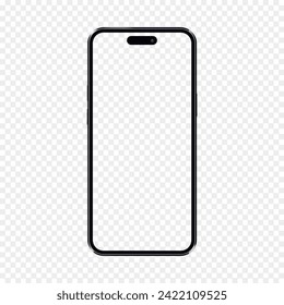 Smartphone mockup. Cellphone frame with transparent screen isolated on transparent background.