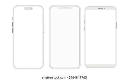 smartphone mockup in clay, outline, flat style screen. mobile phone vector. phone mock up Isolated on White Background. Vector illustration