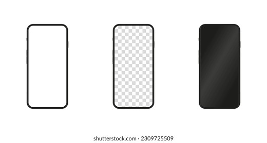 Smartphone mockup collection vector set.  White and black. Vector mobile device concept. EPS 10