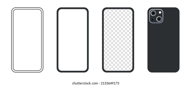 Smartphone mockup concept and device simple models front view flat vector illustration.
