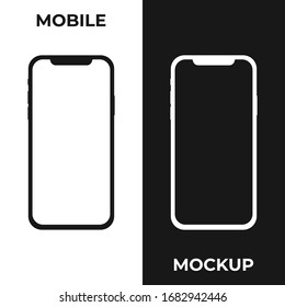 Smartphone-Mockup-Design mit leerem Bildschirm. Framellose Smartphone-Vektorillustration einzeln auf weißem und schwarzem Hintergrund. Moderne Modevorlage für mobile, App- und Website-Schnittstelle, Vektorillustration-Illustration