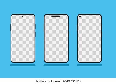 smartphone mockup design with different front camera position.eps