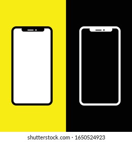 smartphone mockup design. the side of the smartphone screen without a background, the other side uses a black background. lines are very precise.