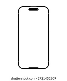 Smartphone mockup device with blank white display for advertisement and user interface design. Realistic mobile phone template vector illustration