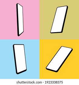 Smartphone-Modell. Geräte-UI oder UX-Muster für die Präsentationsvorlage. 
Mobiltelefon-Rahmen mit leerem Display, einzelne Vorlagen, 
andere Blickwinkel anrufen.