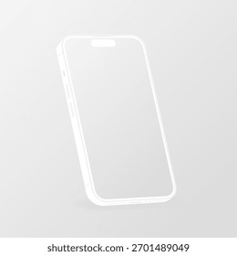 Smartphone Mockup. Device UI, UX mockup. Presentation template. Mobile phone frame with blank display. 3d cell phone in isometric view. Vector illustration.