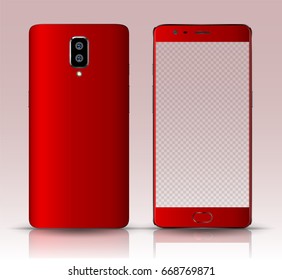 Smartphone mockup. Easy place image into screen smartphone with shiny layer. Vector illustration for printing and web element, Game and application mockup.
