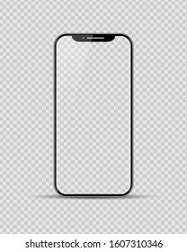 Smartphone Mockup  With Empty Screen, Power And Volume Button On Transparent Background. Vector Trendy Isolated Illustration