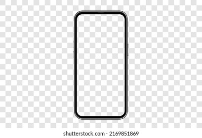 Modelo de paro de Smartphone menos pantalla en blanco en pantalla transparente , 3d ilustración vectorial aislada de teléfono celular Plantilla para infografías o interfaz de usuario de presentación